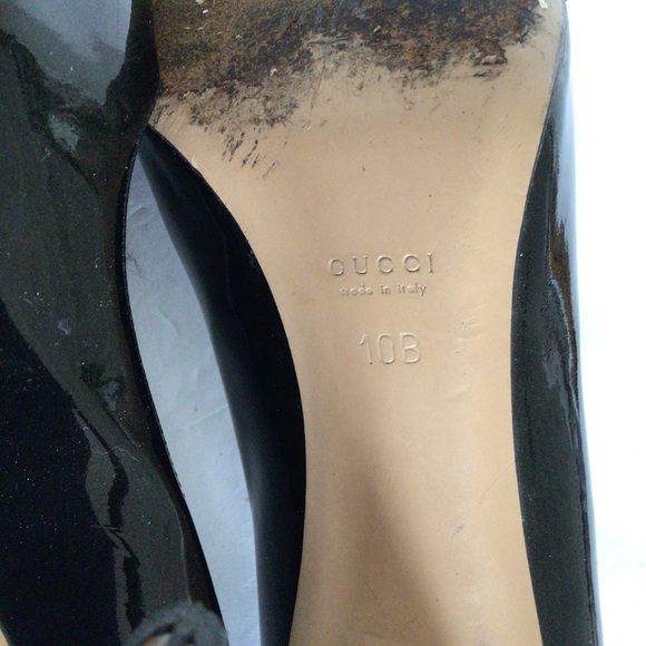 GUCCI BLACK PATENT LEATHER HORSEBIT HEELS SIZE 10 - Picture 13 of 16